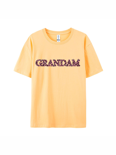 180g Leopard Print Grandma Letter Printed Cotton T-shirt