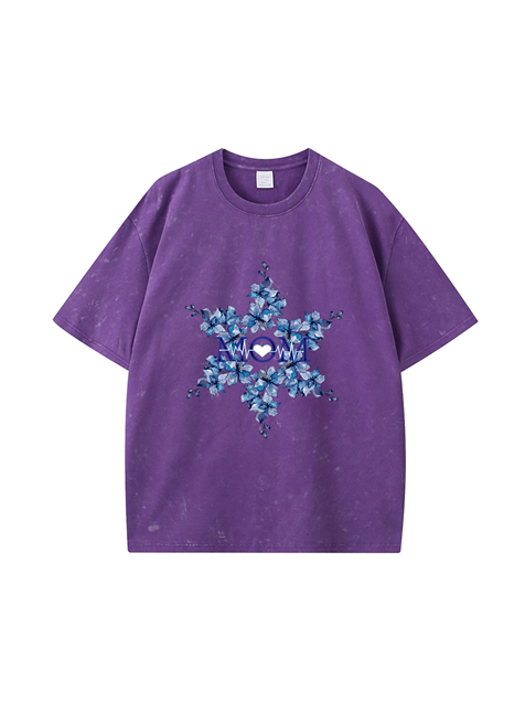 270g Mom Garland Printed Wash Old Cotton T-shirt
