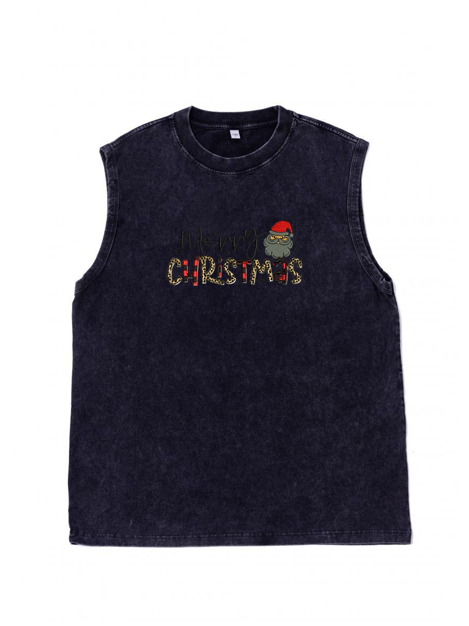 Men's Merry Christmas Printed Cotton Tank Top Sleeveless Holiday Shirt