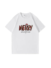 Personalized Merry Christmas Cotton T-shirt Festive Holiday Apparel Great Gift Idea