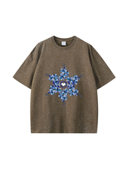 270g Mom Garland Printed Wash Old Cotton T-shirt