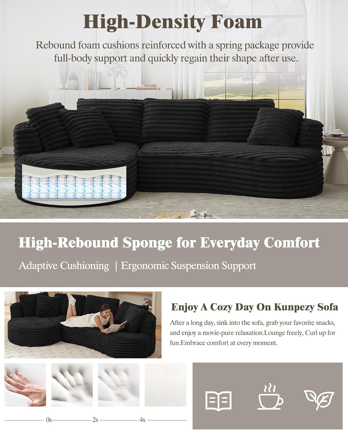 121 inch Boneless Cloud Modular Sectional Couch