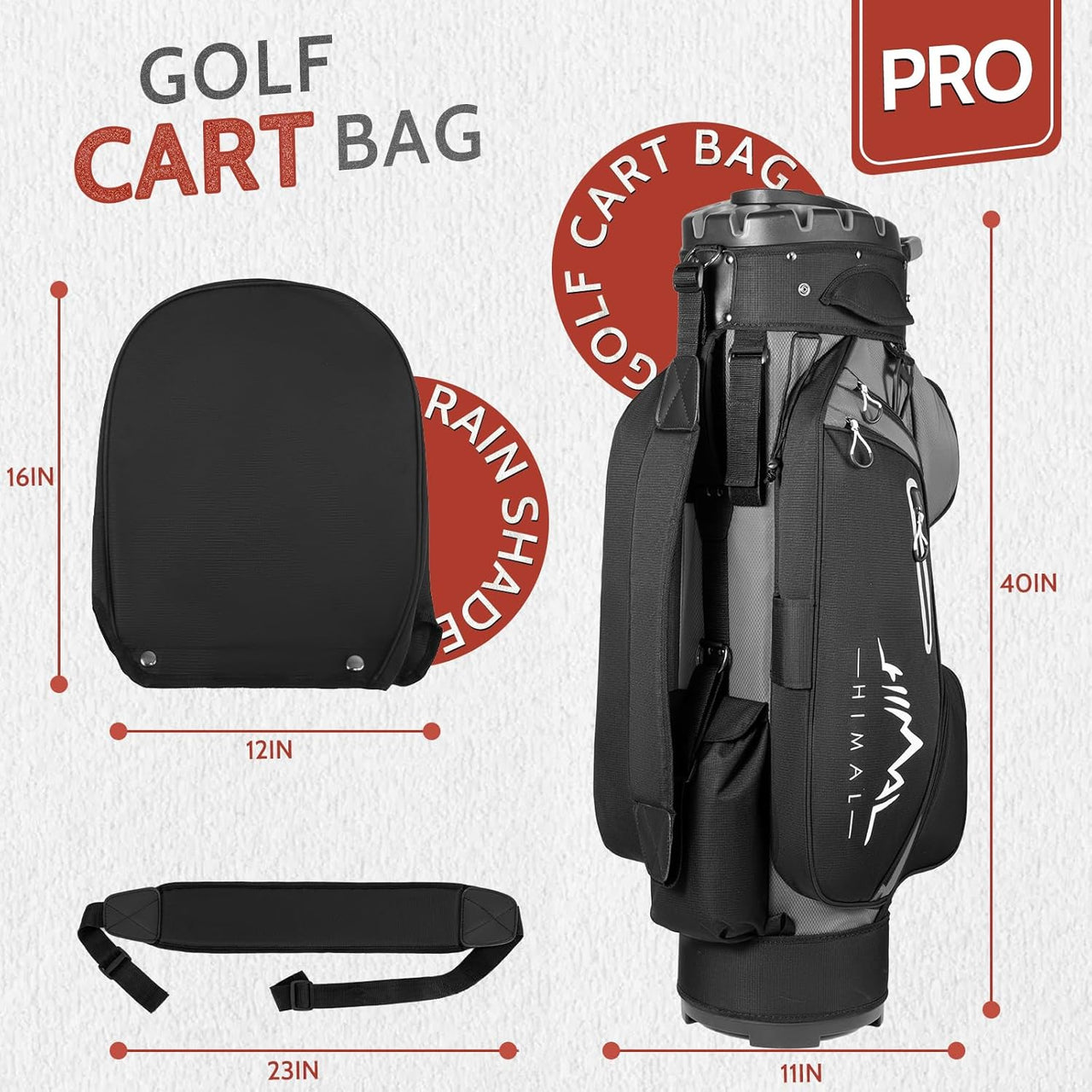 14-Way Golf Cart Bag Pro with Full Length Divider Top