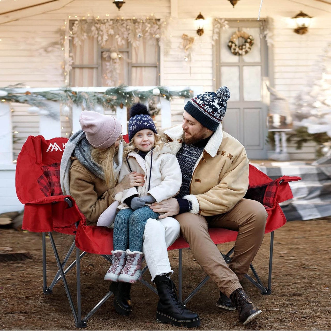 Double Camping Chairs Padded Loveseat Chair for 2 Person