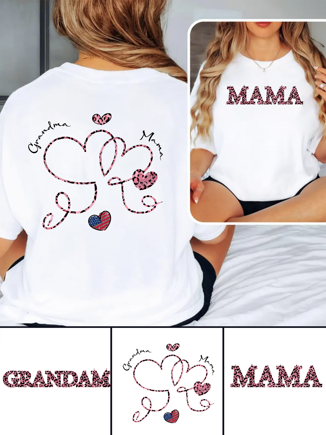 180g Leopard Print MAMA Love Printed Cotton T-shirt