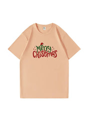 Custom Merry Christmas Cotton T-Shirt Festive and Comfortable Tee for Holiday Celebrations and Seasonal Cheer