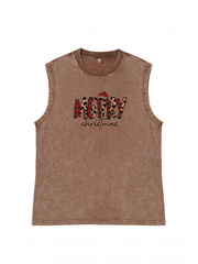 Men's Christmas Printed Cotton Tank Top Sleeveless Shirt