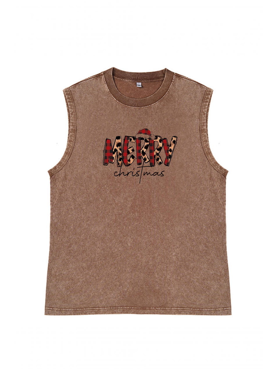 Men's Christmas Printed Cotton Tank Top Sleeveless Shirt