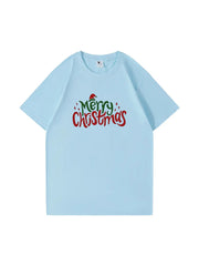 Custom Merry Christmas Cotton T-Shirt Festive and Comfortable Tee for Holiday Celebrations and Seasonal Cheer