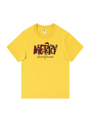 Personalized Merry Christmas Cotton T-shirt Festive Holiday Apparel Great Gift Idea