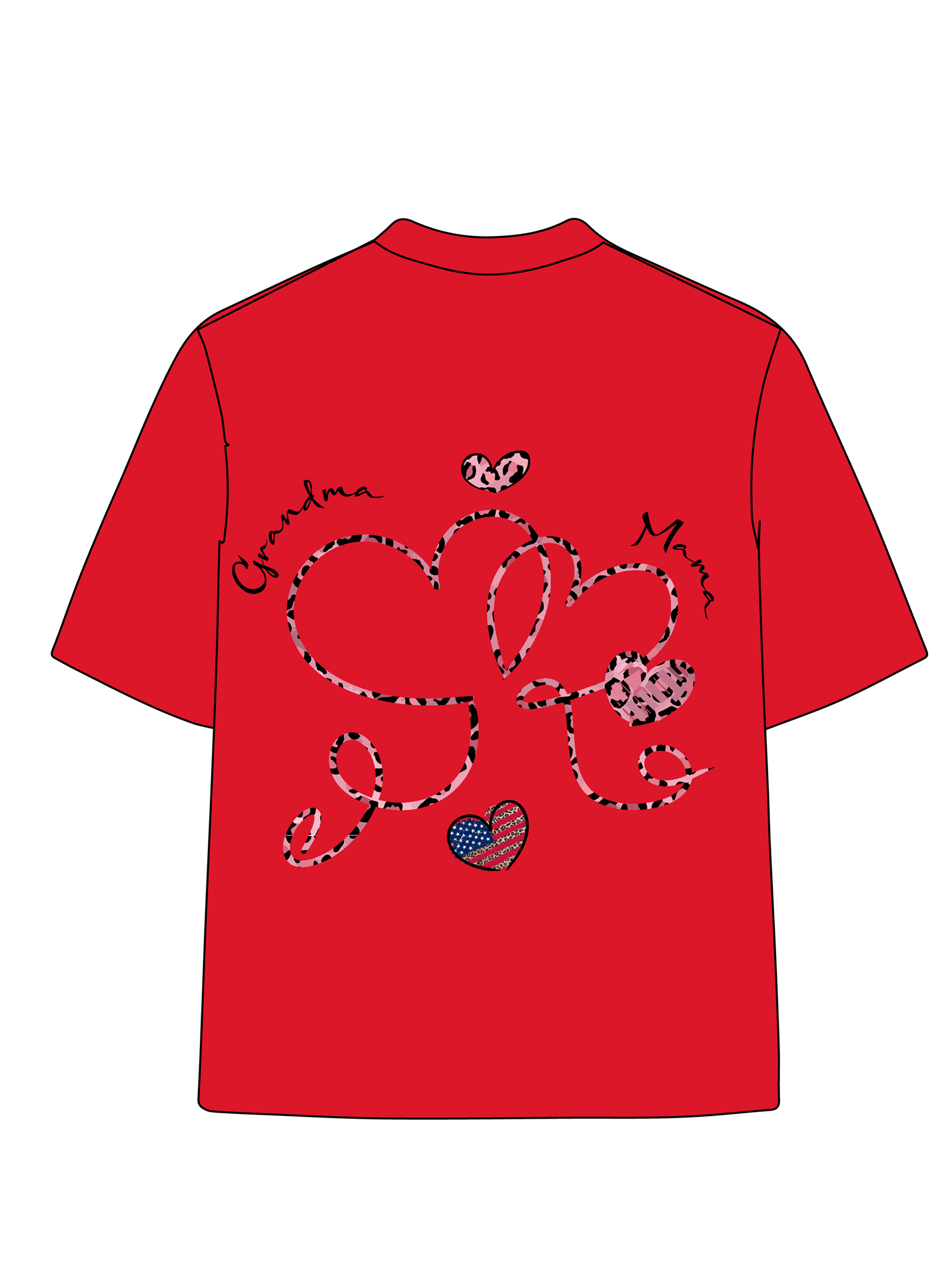 180g Leopard Print Grandma Letter Printed Cotton T-shirt