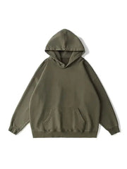 360g Back Blue Butterfly Printed Wash Old Cotton Hoodie