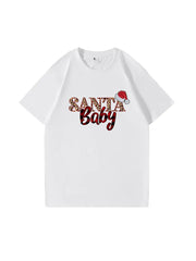 Custom Santa Baby Christmas Cotton T-Shirt Adorable and Festive Tee for Holiday Celebrations