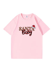 Custom Santa Baby Christmas Cotton T-Shirt Adorable and Festive Tee for Holiday Celebrations