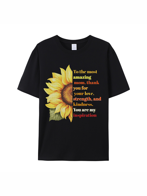180g Sunflower Grandma Letter Printed Cotton T-shirt