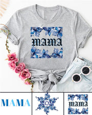 270g Blue Mama Printed Wash Old Cotton T-shirt