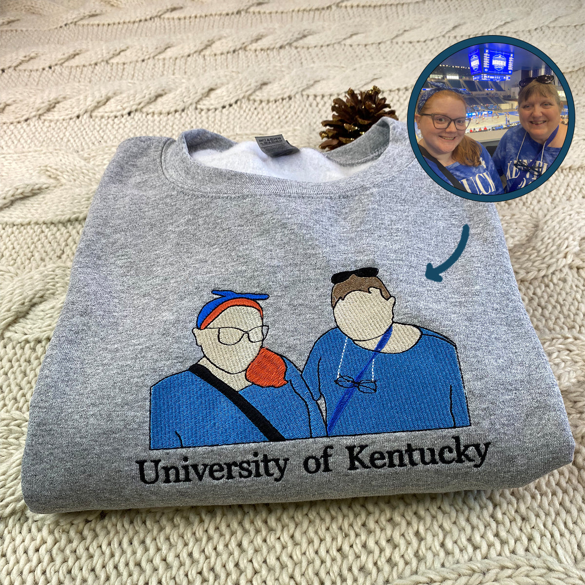 Custom Bestie Sweatshirt from Photo with Name on Sleeve Best Friends Gift