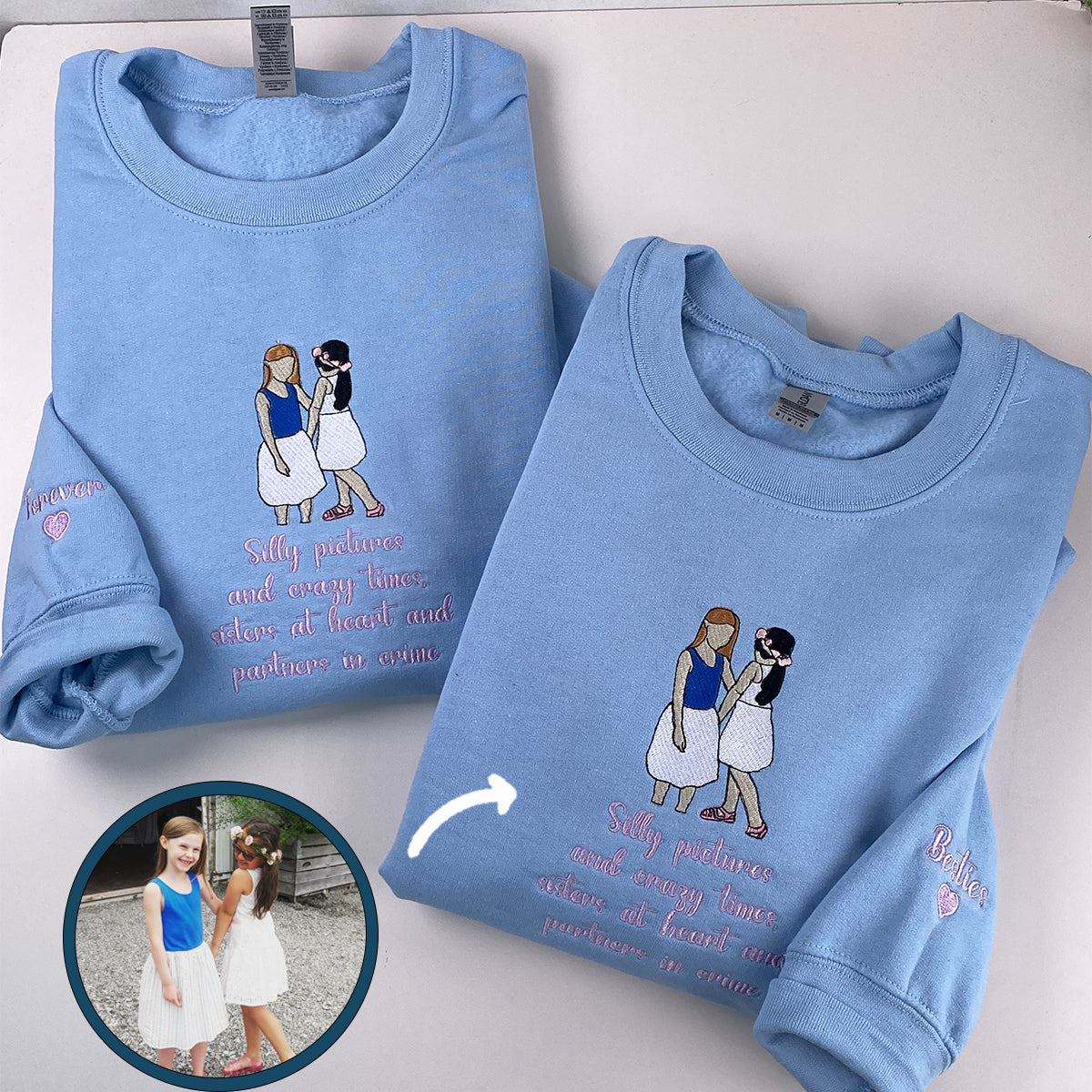 Custom Childhood Friend Sweatshirt with Name on Sleeve