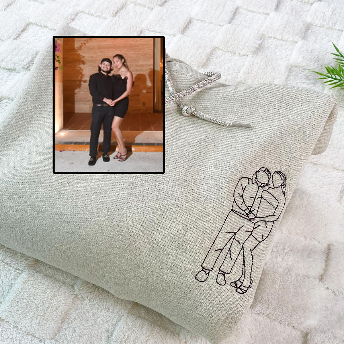 Custom Outline Sweatshirts Personalized Boyfriend and Girl Friend Portrait