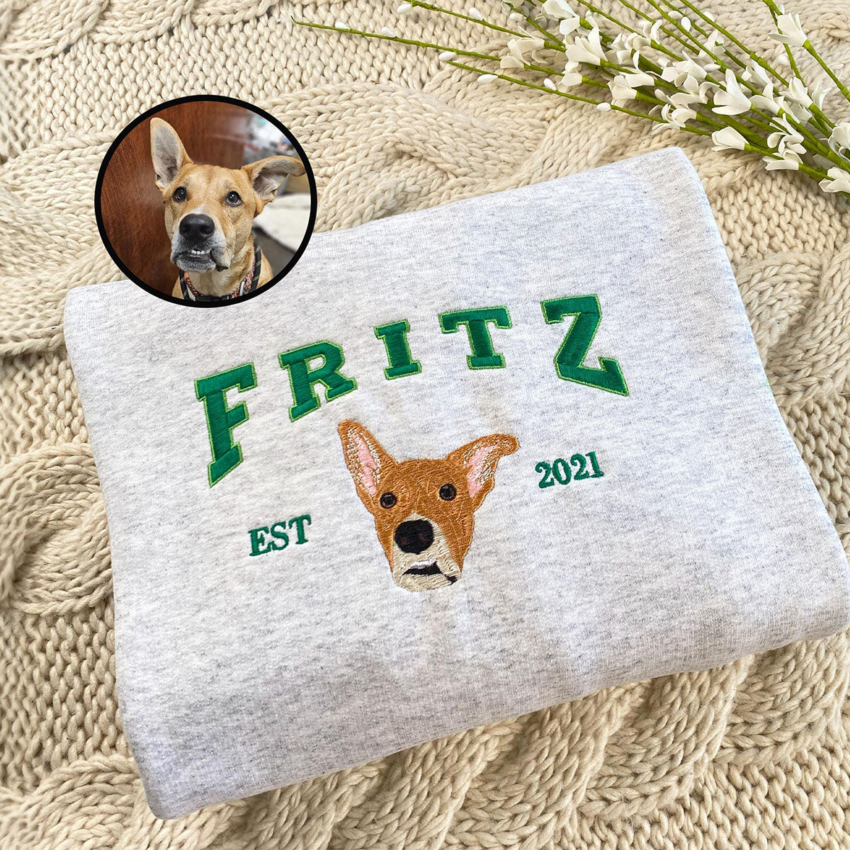 Custom Varsity Sweatshirts Personalized Pet Face from Your Photo