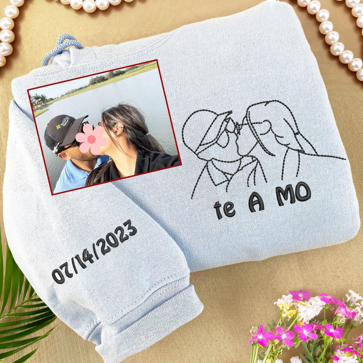 Custom Picture Embroidered Hoodies for Christmas Gift