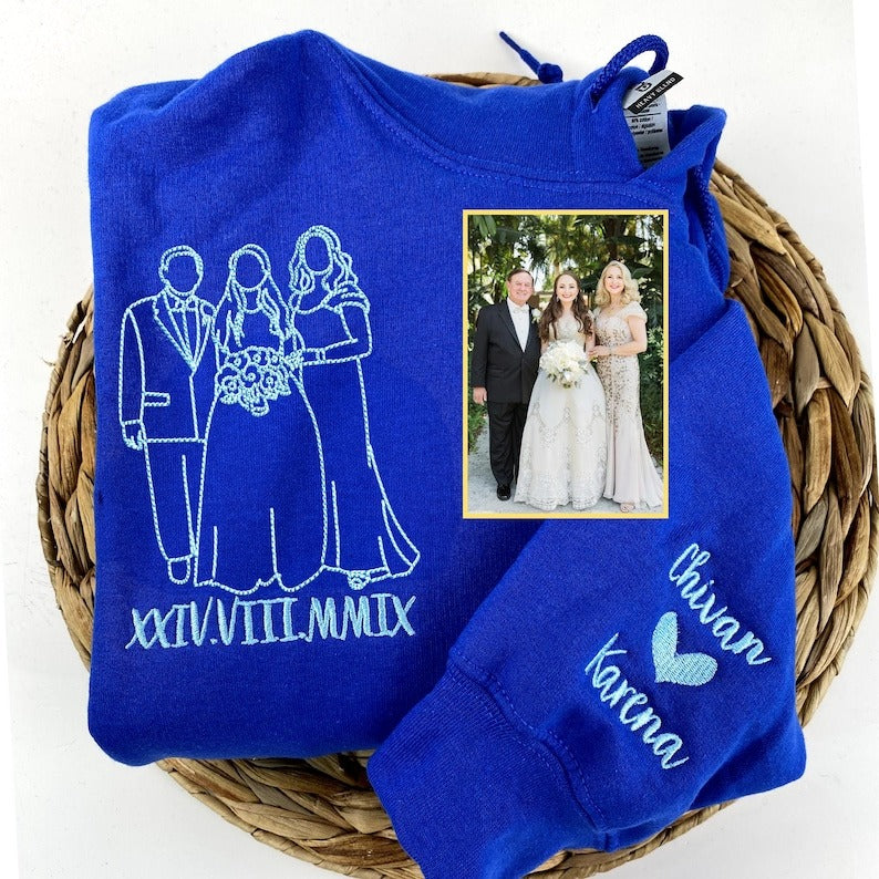 Embroidered Family Portrait from Photo Sweatshirt