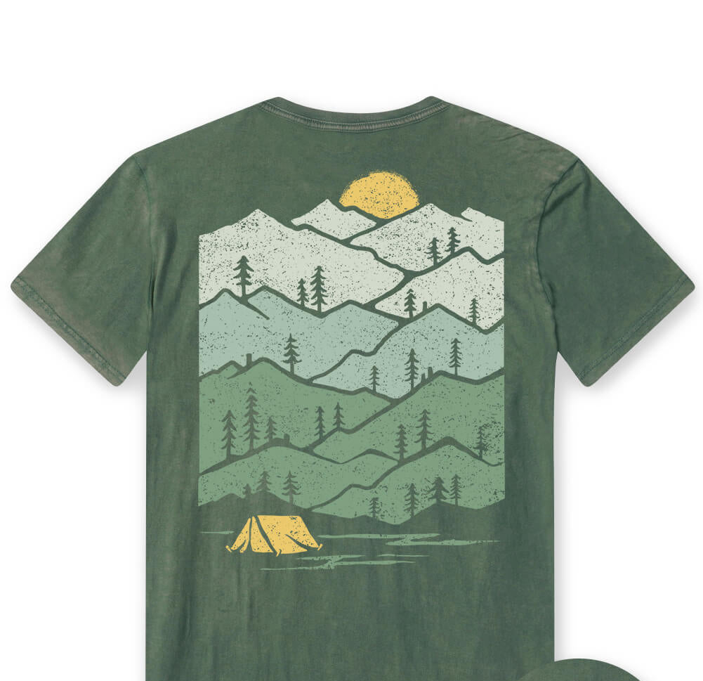 Graphic Vintage Tee Retro Style Soft Cotton T Shirt for Men Green
