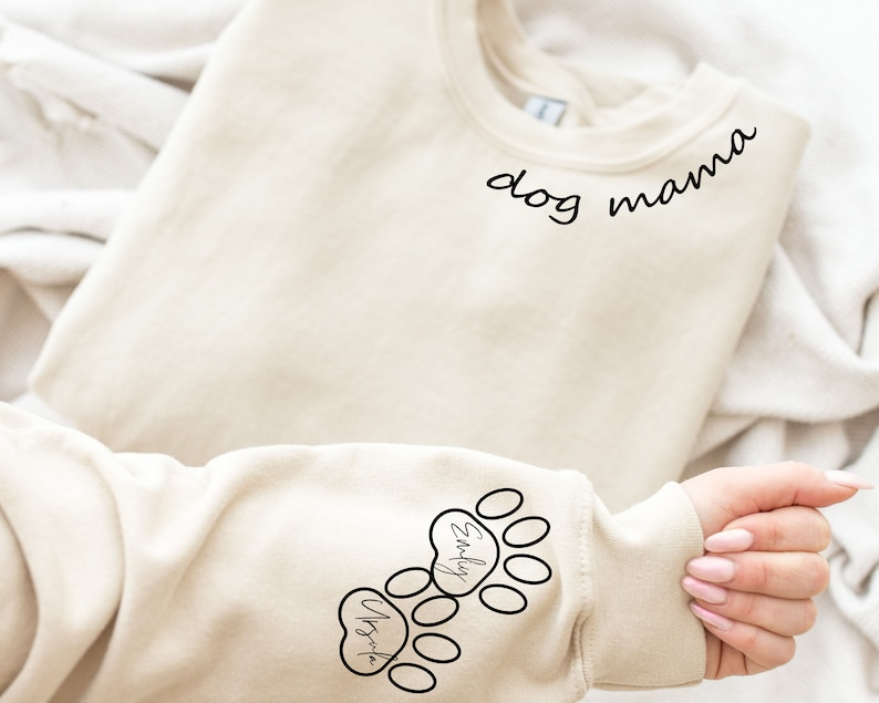 Personalized Dog Paw Hoodie Custom Dog Mama Sweatshirt