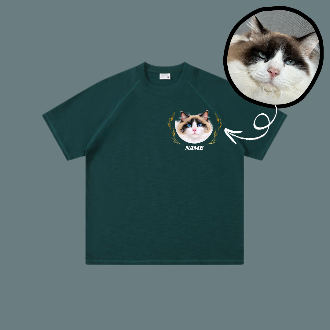 320g Custom Your Pet from Photo with Name Cotton T-shirt