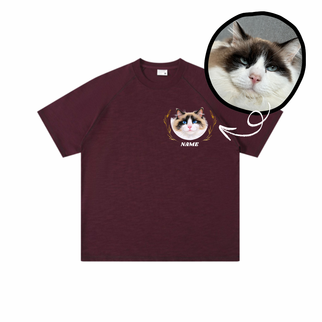 320g Custom Your Pet from Photo with Name Cotton T-shirt