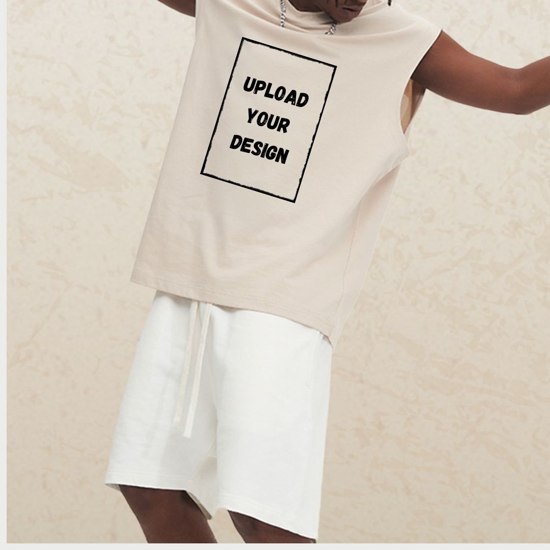 Custom Picture Printed 280g Sleeveless Cotton T-shirt