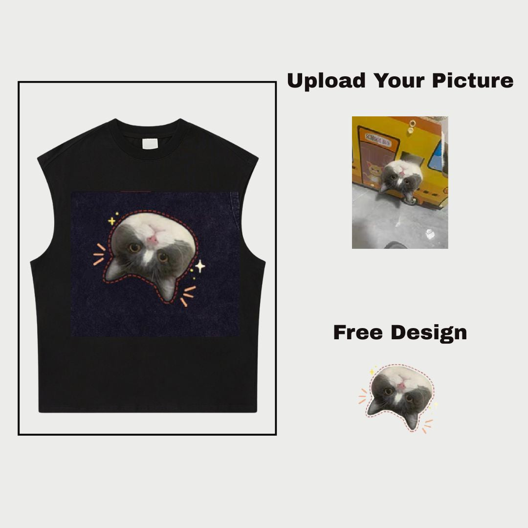Custom Picture Printed 280g Sleeveless Cotton T-shirt