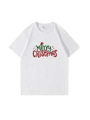 Custom Merry Christmas Cotton T-Shirt Festive and Comfortable Tee for Holiday Celebrations and Seasonal Cheer