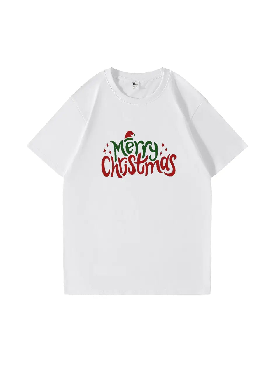 Custom Merry Christmas Cotton T-Shirt Festive and Comfortable Tee for Holiday Celebrations and Seasonal Cheer