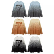 Men Gradation Letter Jacquard Crew-neck Sweater