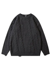Men's Vintage Loose Knit Pullover Sweater With Twist Pattern