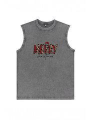 Men's Christmas Printed Cotton Tank Top Sleeveless Shirt