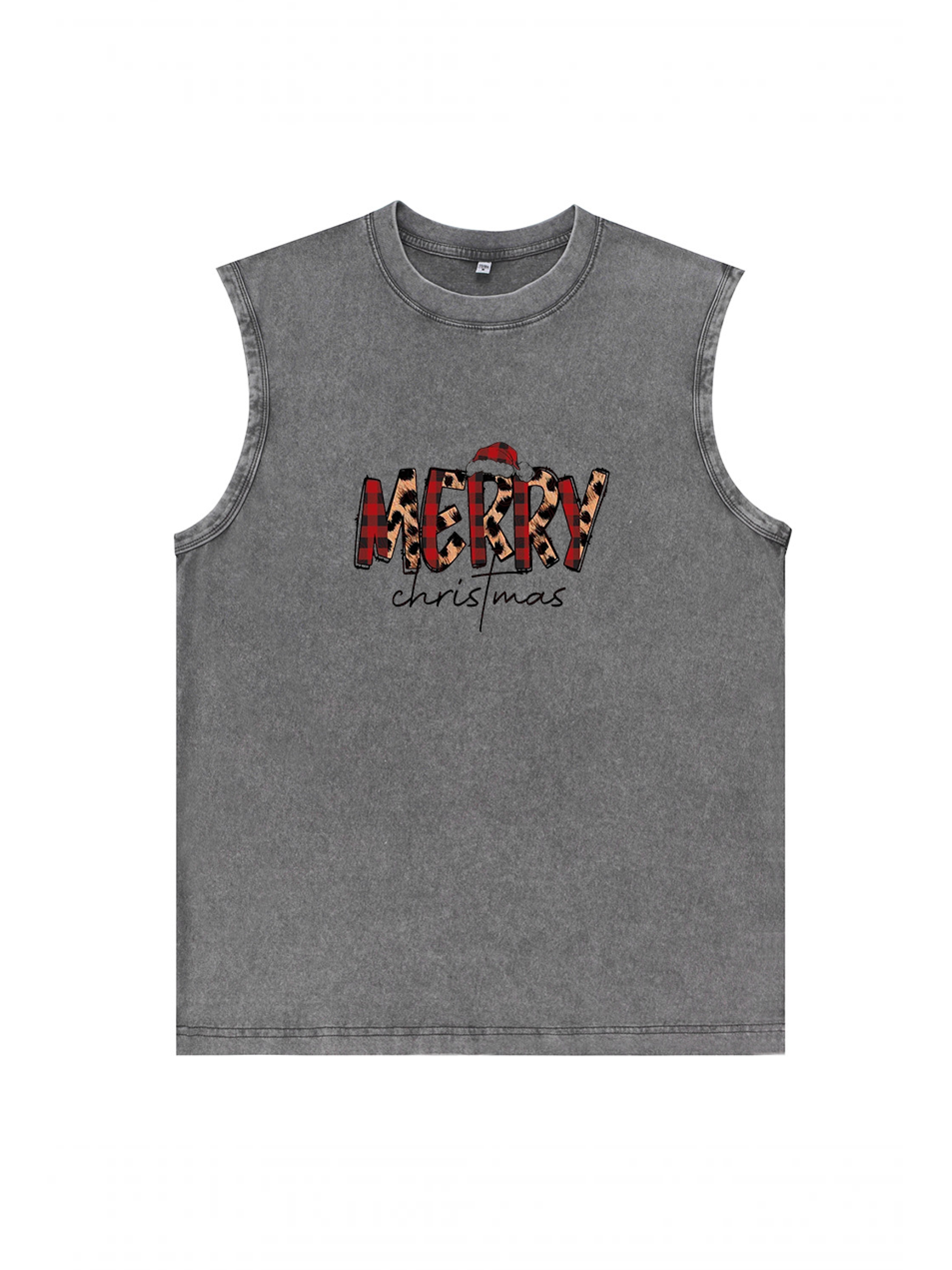 Men's Christmas Printed Cotton Tank Top Sleeveless Shirt