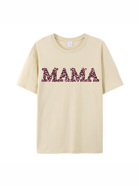 180g Leopard Print MAMA Love Printed Cotton T-shirt