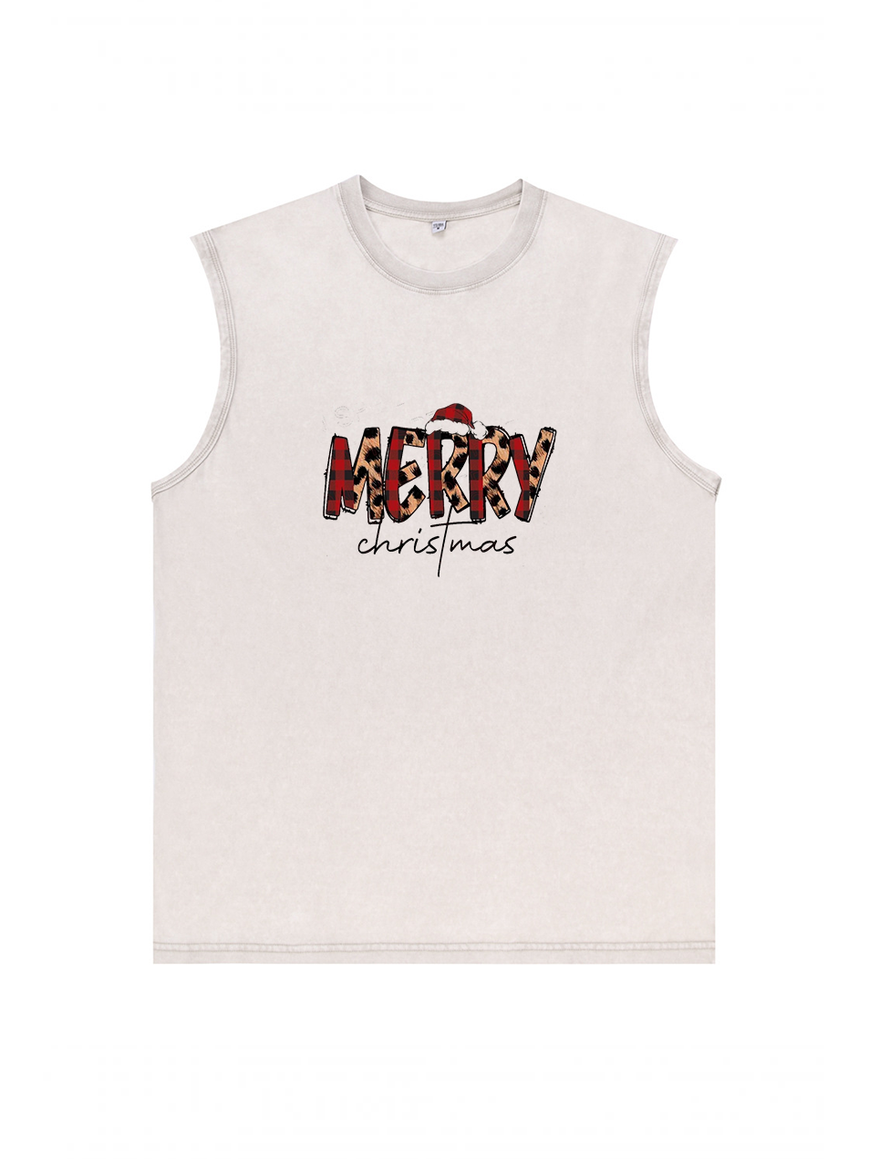 Men's Christmas Printed Cotton Tank Top Sleeveless Shirt