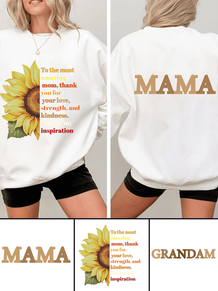 320g Sunflower Mama Letter Printed Cotton Sweatshirt
