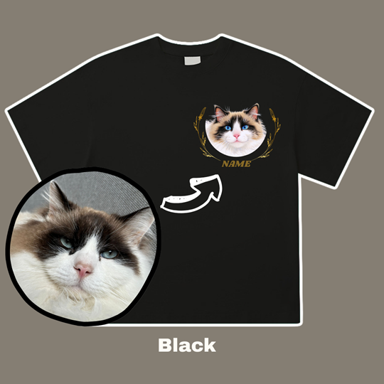 320g Custom Your Pet from Photo with Name Cotton T-shirt