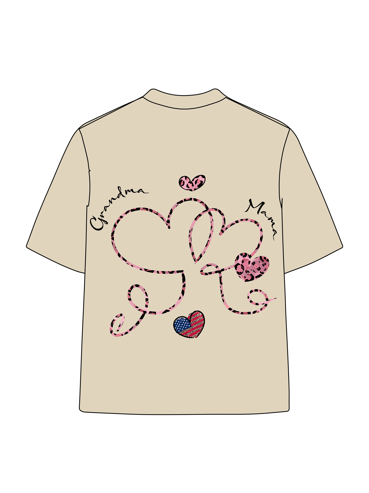 180g Leopard Print MAMA Love Printed Cotton T-shirt