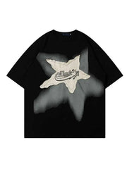 Men's Star Washed Vintage Letter Graphic Tee