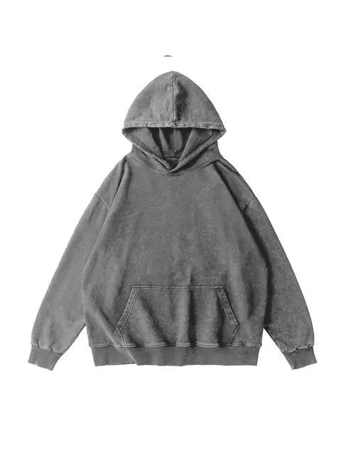 360g Back Blue Butterfly Printed Wash Old Cotton Hoodie