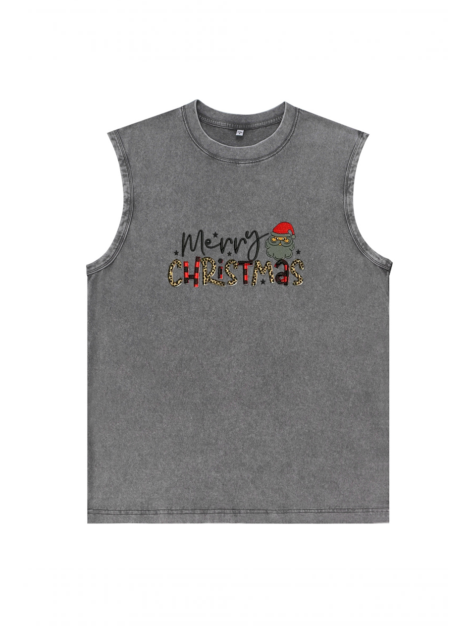 Men's Merry Christmas Printed Cotton Tank Top Sleeveless Holiday Shirt