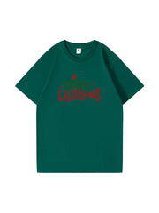 Custom Merry Christmas Cotton T-Shirt Festive and Comfortable Tee for Holiday Celebrations and Seasonal Cheer