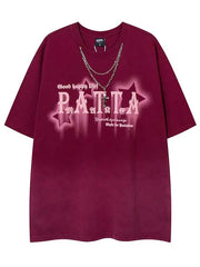 Men's Washed Vintage Graphic Tee With Necklace