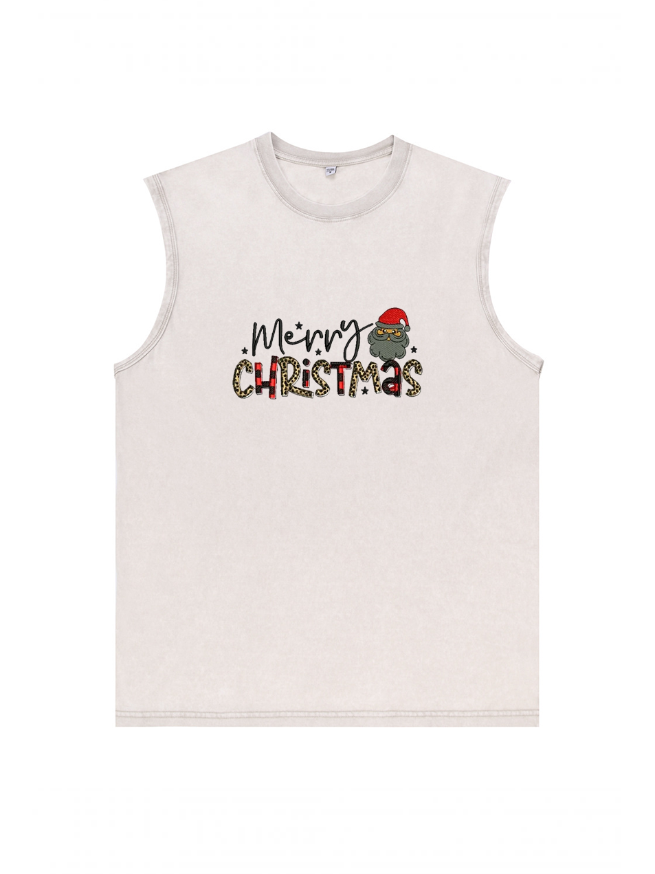 Men's Merry Christmas Printed Cotton Tank Top Sleeveless Holiday Shirt
