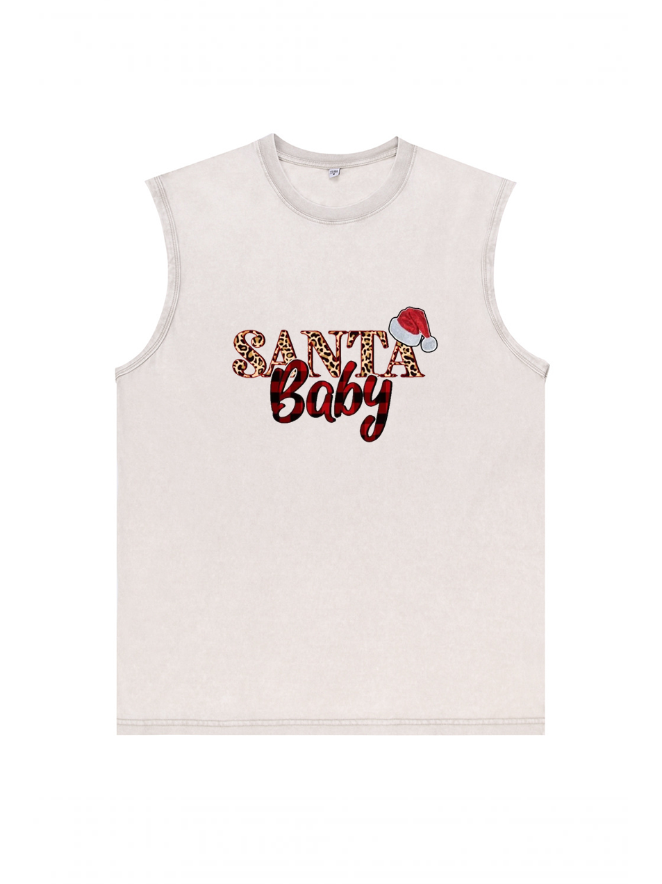 Men's Santa Baby Sleeveless Cotton Tank Top Festive Holiday Shirt